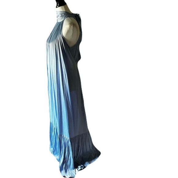 O.P.T. Halter Maxi Dress | NWT | Satin Pleated Baby Blue| Size Small - Picture 3 of 9